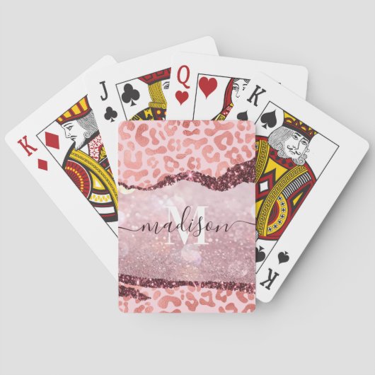 Rose Gold Leopard Print Spielkarten (Rückseite)