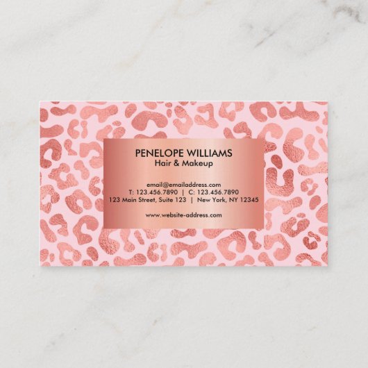 Rose Gold Leopard Print Visitenkarte (Rückseite)
