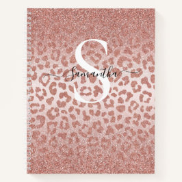 Rose Gold Leopard Spots Glittery Gradient Notebook Notizblock