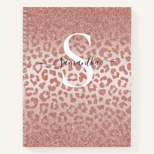 Rose Gold Leopard Spots Glittery Gradient Notebook Notizblock (Vorderseite)