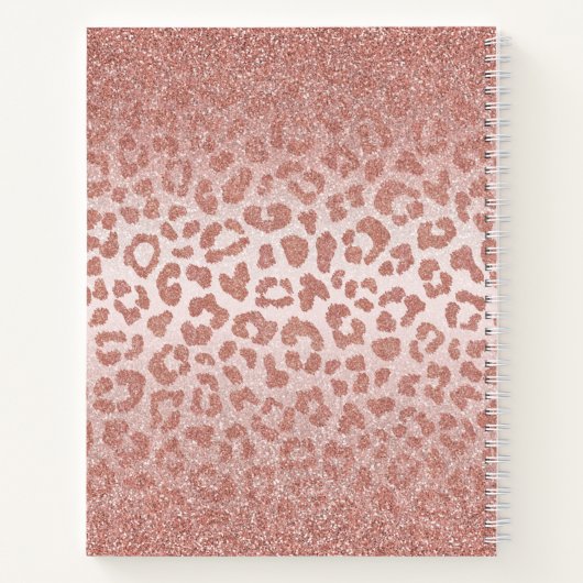 Rose Gold Leopard Spots Glittery Gradient Notebook Notizblock (Rückseite)