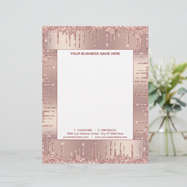 Rose Gold Letterhead - Informationen zu benutzerde Briefbogen (Stehend Vorderseite)