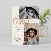 Rose Gold Lettering Class of 2025 Foto Abschluss Folieneinladung (Stehend vorne)