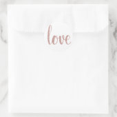 Rose Gold Liebe Aufkleber, Glitzer Schriftart Runder Aufkleber (Tasche)