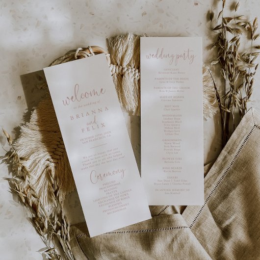 Rose Gold Liebe Extravagantes Script Hochzeitsprog Programm