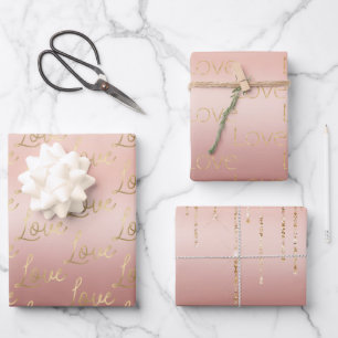 Rose Gold Liebe Geschenkpapier Set