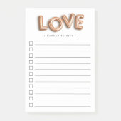 Rose Gold LIEBE | Personalisiert zu erledigende Li Post-it Klebezettel (Vorderseite)