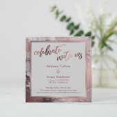 Rose Gold & Light Gray Marble Celebrate mit uns Einladung (Stehend Vorderseite)