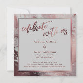 Rose Gold & Light Gray Marble Celebrate mit uns Einladung (Vorderseite)