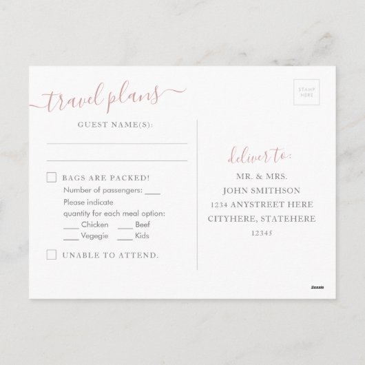 Rose Gold Light Pink Weltkarte UAWG Postkarte (Rückseite)