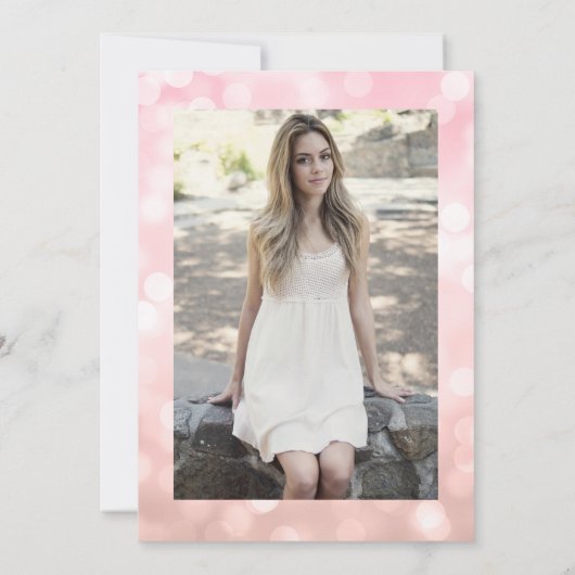 Rose Gold Lights Foto ÜBERRASCHUNG Sweet 16 Einladung (Rückseite)