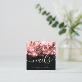 Rose Gold Lights Nails Techniker Quadratische Visitenkarte (Stehend Vorderseite)