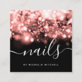 Rose Gold Lights Nails Techniker Quadratische Visitenkarte (Vorderseite)
