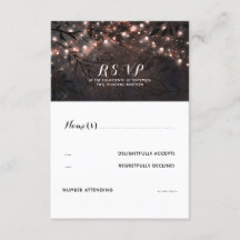 Rose Gold Lights Rustic Wedding RSVP