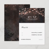 Rose Gold Lights Rustic Wedding RSVP Karte (Vorne/Hinten)