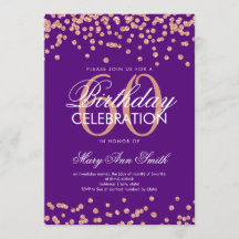 Rose Gold Lila 60. Geburtstag Glitzer Confetti