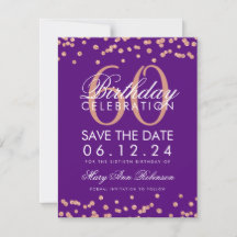 Rose Gold Lila 60. Geburtstag Rett Datum Confetti