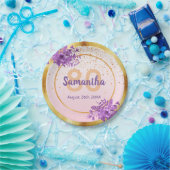 Rose Gold, lila Blütenbezeichnung, 80. Pappteller (Party)