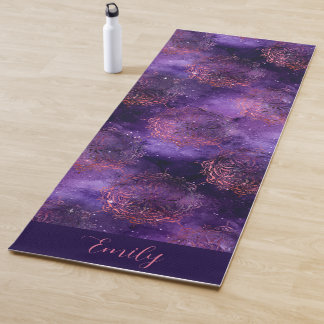 Rose Gold Lila Mandala Galaxy Celestial Yogamatte