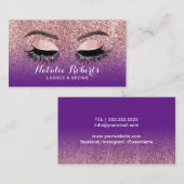 Rose Gold Lila Ombre Eyelash Extensions Salon Visitenkarte (Vorne/Hinten)