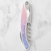 Rose Gold Lila Ombre Fading Monogram Glitzer Kellnermesser (Rückseite)