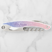 Rose Gold Lila Ombre Fading Monogram Glitzer Kellnermesser (Vorderseite)