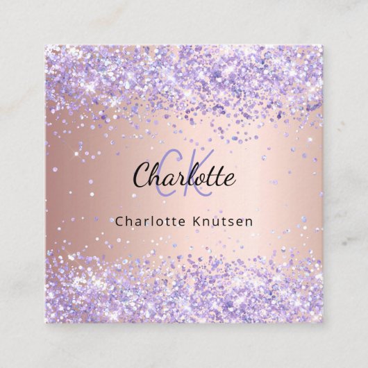 Rose Gold lila Reinigungsservice Foto qr Code Quadratische Visitenkarte (Vorderseite)