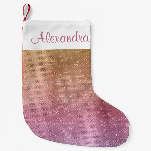 Rose Gold - Lila - Rosa Sparkasse - Name hinzufüge Kleiner Weihnachtsstrumpf (Vorderseite)