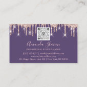 Rose Gold Lila Rose Logo-Event-Plan QRCODE Visitenkarte (Rückseite)