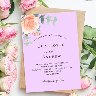 Rose Gold lila violette Grüne Hochzeit Einladung