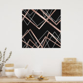 Rose Gold Linear Dreieck Abstraktes Muster Poster (Küche)