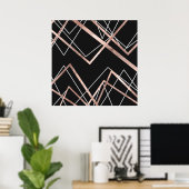 Rose Gold Linear Dreieck Abstraktes Muster Poster (Heimbüro)