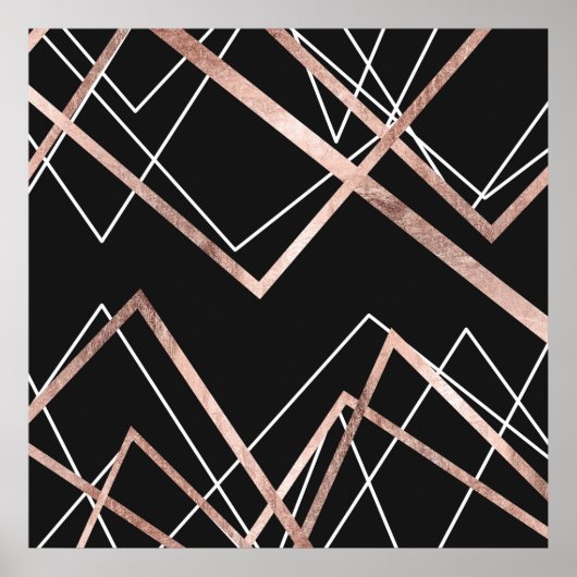 Rose Gold Linear Dreieck Abstraktes Muster Poster (Vorne)
