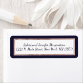 Rose Gold Lined Navy Blue und White Address Labels (Insitu)