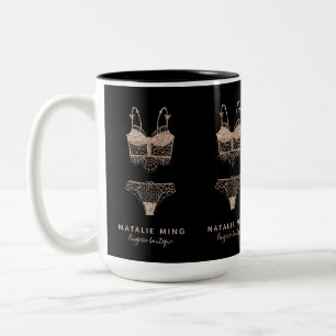 Rose Gold Lingerie Boutique Logo Business Zweifarbige Tasse