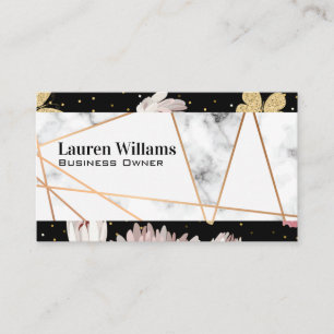 Rose Gold Linien   Marmor   Florale Butterfly Visitenkarte