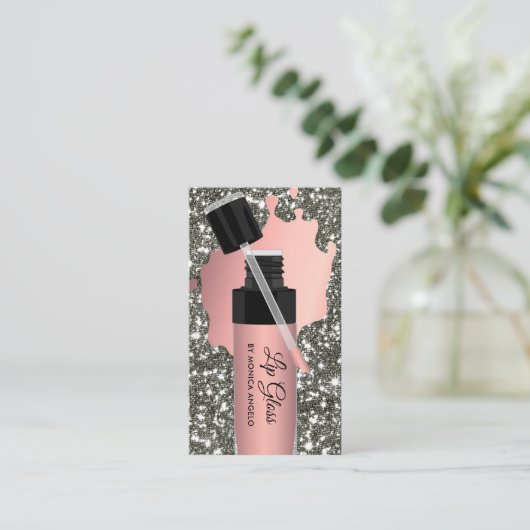 Rose Gold Lip Gloss Liquid Lipstick Visitenkarte (Stehend Vorderseite)