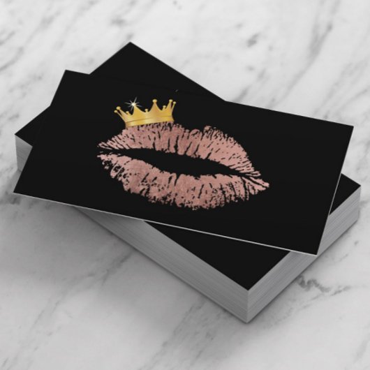 Rose Gold Lip Queen Makeup Artist Schönheitssalon Visitenkarte