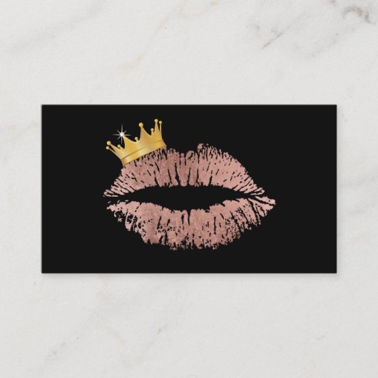 Rose Gold Lip Queen Makeup Artist Schönheitssalon Visitenkarte (Vorderseite)