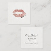 Rose Gold Lippen mit Name Makeup Artist Quadratische Visitenkarte (Vorne/Hinten)