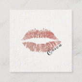Rose Gold Lippen mit Name Makeup Artist Quadratische Visitenkarte (Vorderseite)