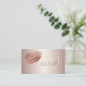 Rose Gold Lips mit Monogram Makeup Artist Visitenkarte (Stehend Vorderseite)