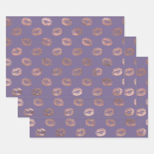Rose Gold Lips und Lila Geschenkpapier Set (Set)