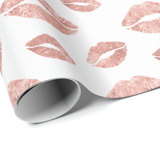 Rose Gold Lips Wrapping Paper Geschenkpackung Geschenkpapier (Rolleneckpunkt)