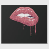 Rose Gold Lipstick Kiss Hot 80s Drip Lips 1980 Geschenkpapier (Flach)