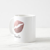 Rose Gold Lipstick Kiss Print Kaffeetasse (Vorderseite Links)
