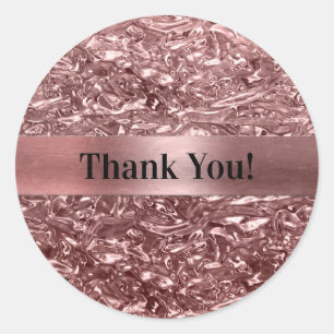 Rose Gold Liquid Chrome Metallic Chic Gastgeschenk Runder Aufkleber
