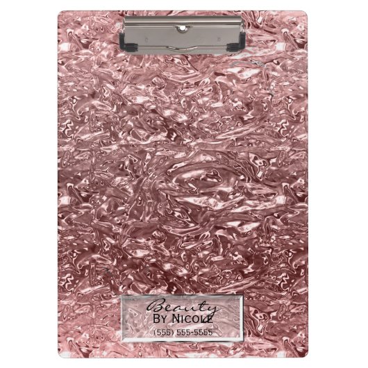 Rose Gold Liquid Chrome Metallic Chic Glam Klemmbrett (Vorderseite)
