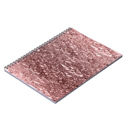 Rose Gold Liquid Chrome Metallic Chic Glam Notizblock (Linke Seite)