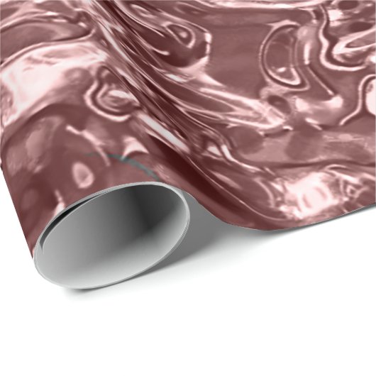 Rose Gold Liquid Chrome Metallic Chic Glam Party Geschenkpapier (Rolleneckpunkt)
